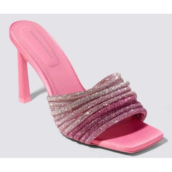Jonathan Simkhai The Lena Crystal Embellished Mule Heel in Taffy Pink Sz 40 - Picture 2 of 11